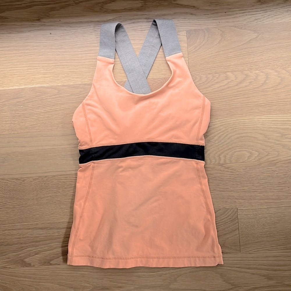 Lululemon Swift Tank, Top size 4, orange & grey